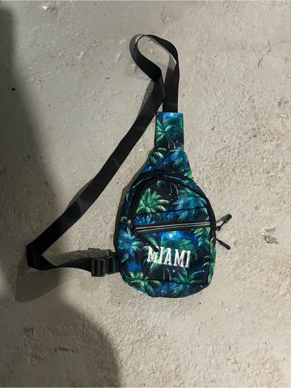 Miami Tropical Print Sling Bag - Blue/Green
